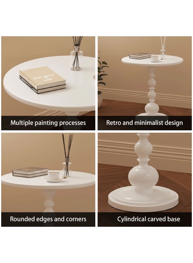 شويوين طاولة جانبية دائرية بتصميم كلاسيكي، مقاس 16.54 بوصة × 20.47 بوصة، طاولة جانبية عتيقة بقاعدة مانعة للانزلاق، طاولة جانبية مقاومة للبقع لغرفة المعيشة أو غرفة النوم أو الشرفة - Image 4